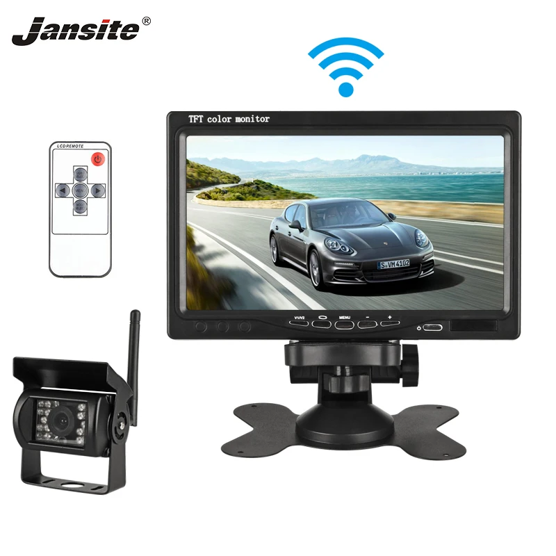 

Jansite 7 inches TFT LCD Car Monitor Wireless version HD Display camera Reverse Assistance Camera Paking System 18IR LED camera