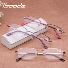 Iboode Anti-gafas de lectura para vista cansada los hombres y las mujeres pequeño Simple marco de lectura gafas de Metal ligero gafas de presbicia Feminino