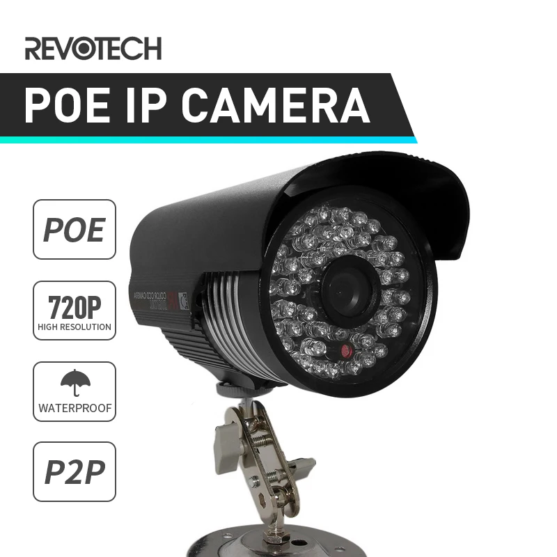 POE Waterproof 1280 x 720P 1.0MP Outdoor IP Camera 48 LED IR Bullet Security Camera ONVIF Night Vision P2P CCTV Cam with IR-Cut