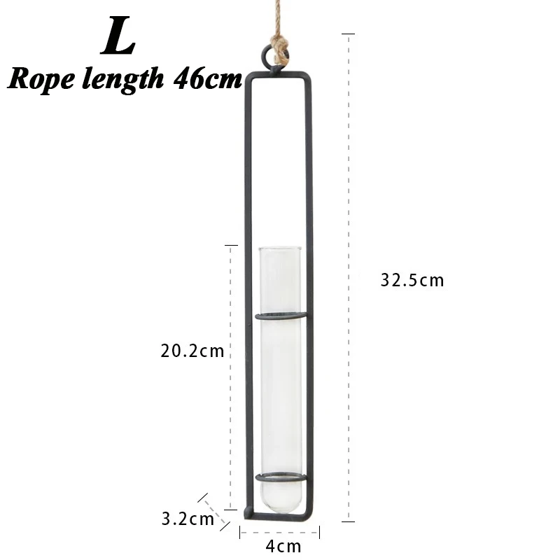 Креативная настенная подвесная ваза для цветов, железное стекло, гидропоника, горшок для растений, прозрачная подвесная бутылка для цветов, домашний декоративный орнамент - Цвет: L