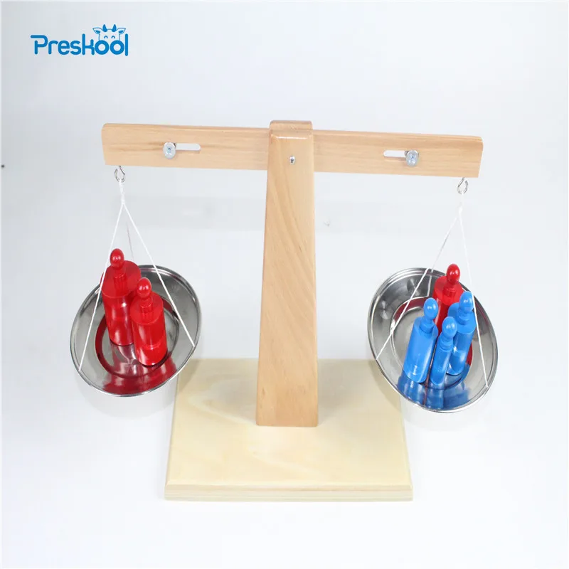 Baby Toy Montessori Wooden Balance Beam Weighing Scale Learning