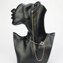 Necklace Earring Stud Set Hollow Clover Crystal Charm Collier Body Chain Necklace Collar Choker Necklaces Pendants Women Jewelry