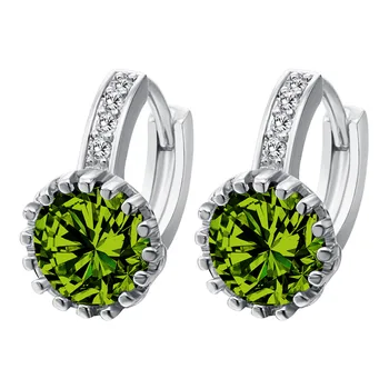 New! 1Pair Sweet Gift Romantic Hoop Earrings Real Platinum Plated AAA Cubic Zirconia Ladies Earrings For Wedding Party
