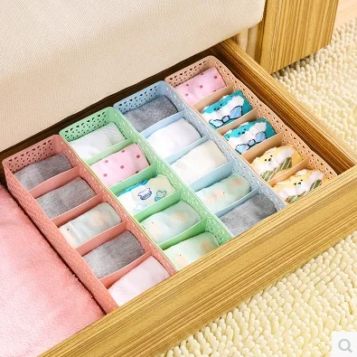 

5 Grids Socks Underwear Storage Basket Wardrobe Organizer Women Men Storage Box Plastic Container Makeup Organizer