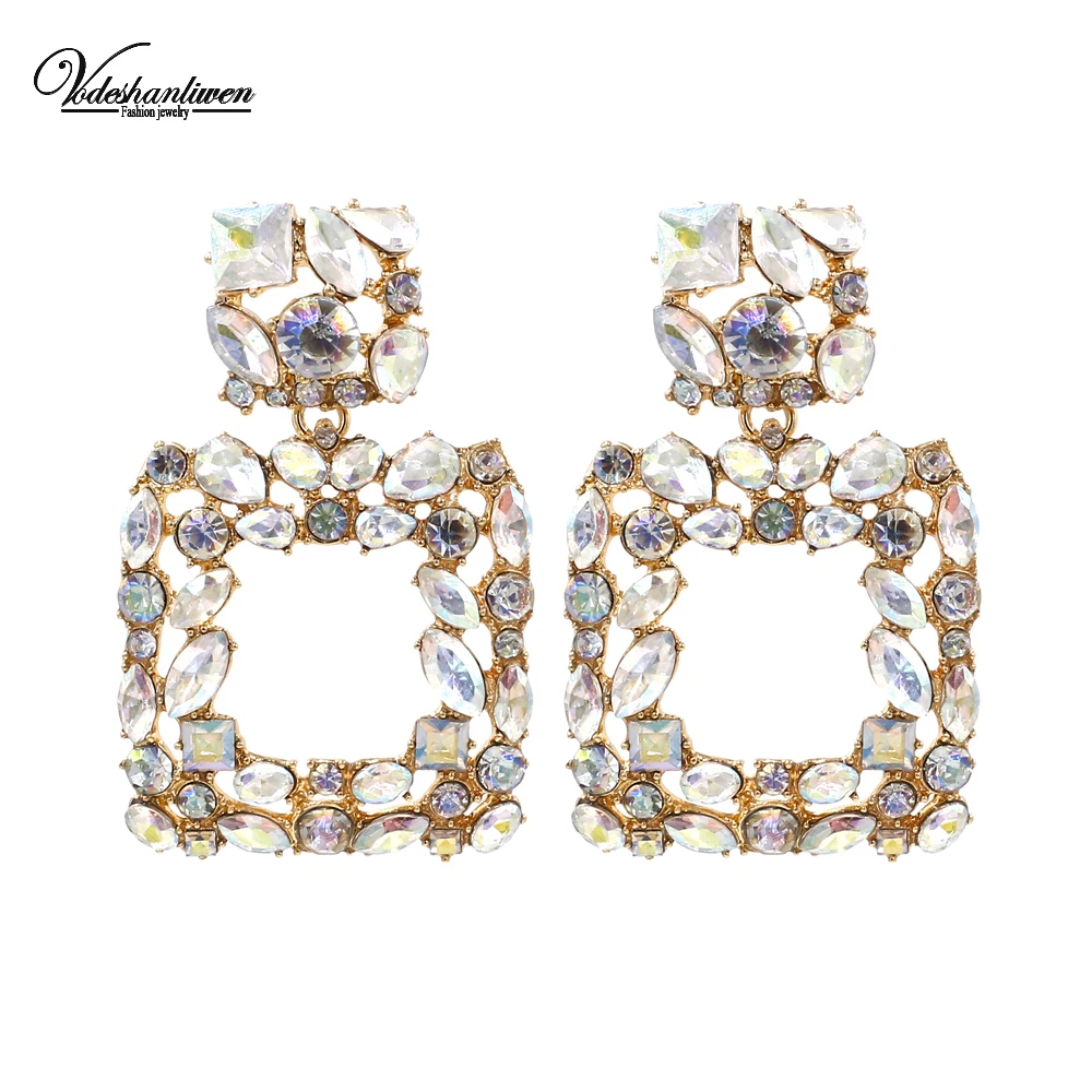 Vodeshanliwen ZA модные висячие серьги с кристаллами дизайн богемные квадратные большие серьги для женщин ювелирные изделия подарок