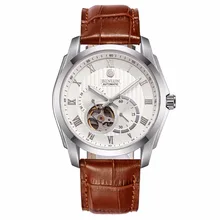 BINLUN Men’s 21 Jewel Mechanic Movement Watch Brown Leather Straps Automatic Watches for Mens