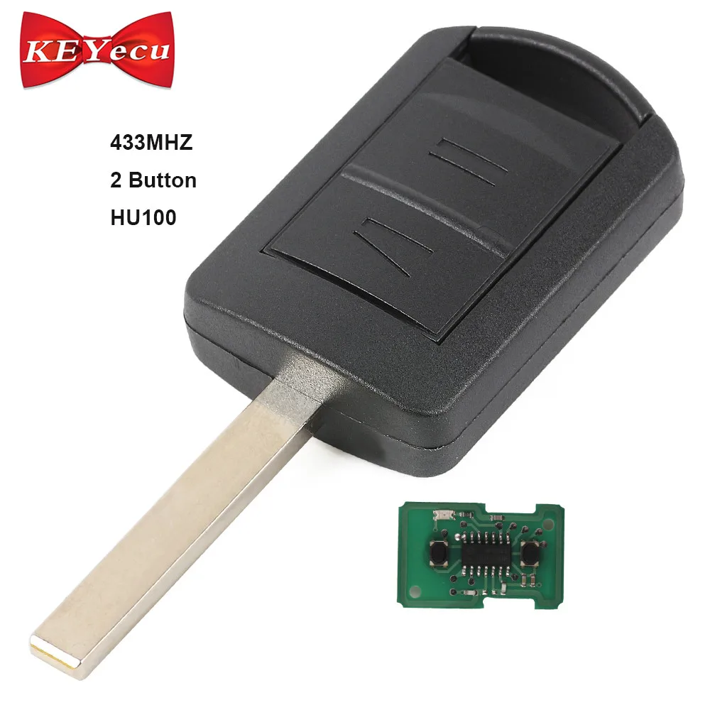 KEYECU дистанционный ключ 2 кнопки 433,92 МГц ID40 чип для Opel Corsa C 2004-2006, комбо 2004-2011 HU100/HU43/HU46/YM28