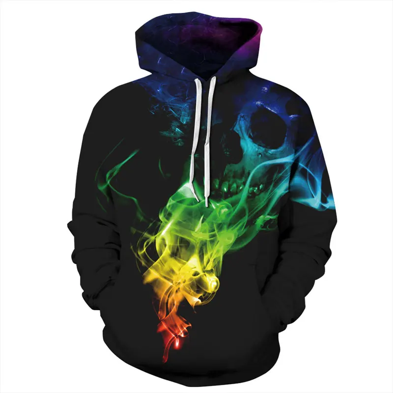 

Headbook Top Designed Hoodies Men/Women 3d Sweatshirts Print Colorful Smoke Skulls Thin Unisex Hooded Hoodies Hoody