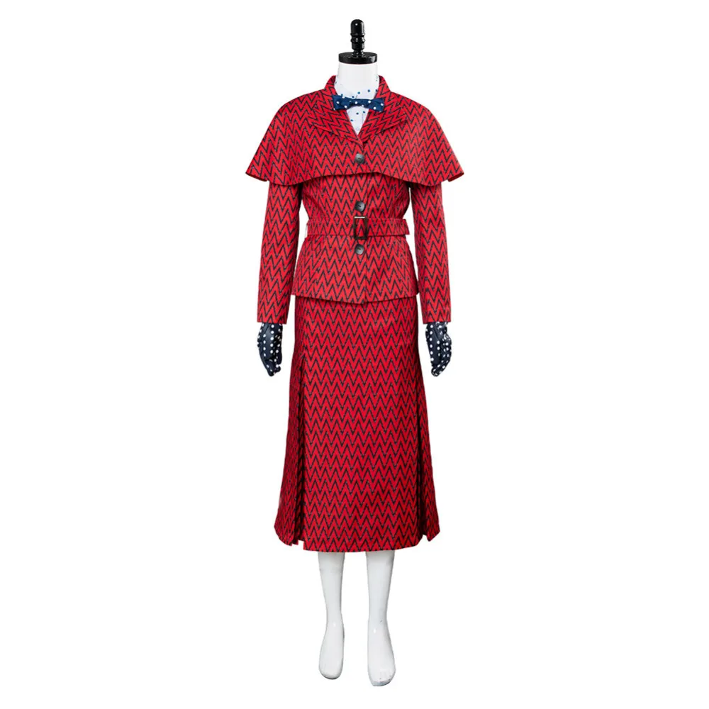 2018 Mary cosplay Poppins Return костюм красный платье шляпа для девочек Женский Взрослый