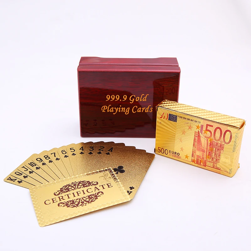 

Euro Style02 Plastic Playing Cards Pack Gift Wooden Box Waterproof Playing Card Game Box Durable Creative Poker Card Box