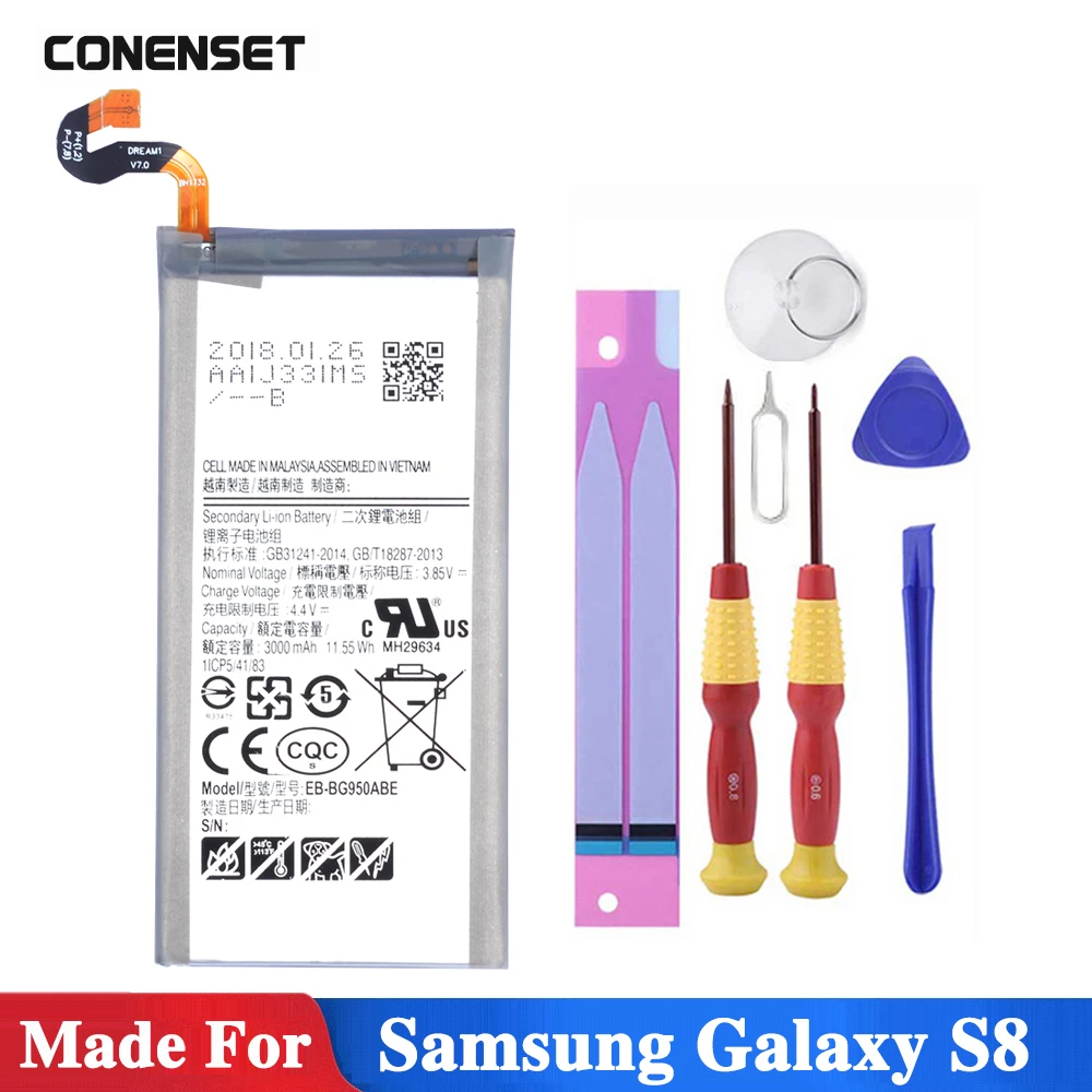 

Original EB-BG950ABE Battery For Samsung Galaxy S8 SM-G9508 G950F G950A G950T G950U G950V G950S 3000mAh Mobile Phone Batteries