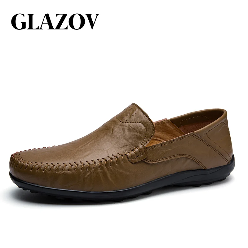 

GLAZOV 2019 Breathable Light Soft Male Moccasins Leather Loafers Shoes For Men Summer Driving Flats Footwear Slip On Boat 37-47