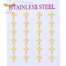 FGifter Wholesale Christ Cross Earrings Lots Stainless Steel Stud Jewelry Earring Small Women Men Kids Children Gifts 12 Pairs