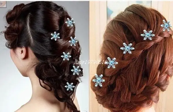 100Pcs Snowflake Crystal Pearl Bridal Wedding Prom Hair Pins Hair Accessory  Hair Clip Fashion Hair Jewelry.