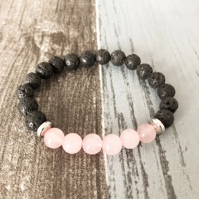 Healing Crystals Wrist Mala Beads Bracelet Women Pink Healing Crystals Wrist Mala Beads Bracelet Women Pink Rosequartz Volcanic Lava Yoga