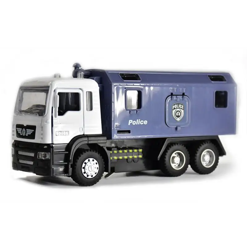 Мини военный боевой Транспорт модель автомобиля игрушка 1:50 Военный полицейский Транспорт модель автомобиля звук и светильник игрушечный автомобиль - Цвет: Sky Blue