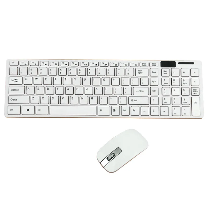 Slim White Wireless 2.4GHz Gaming Keyboard Mouse Combos Set 1000