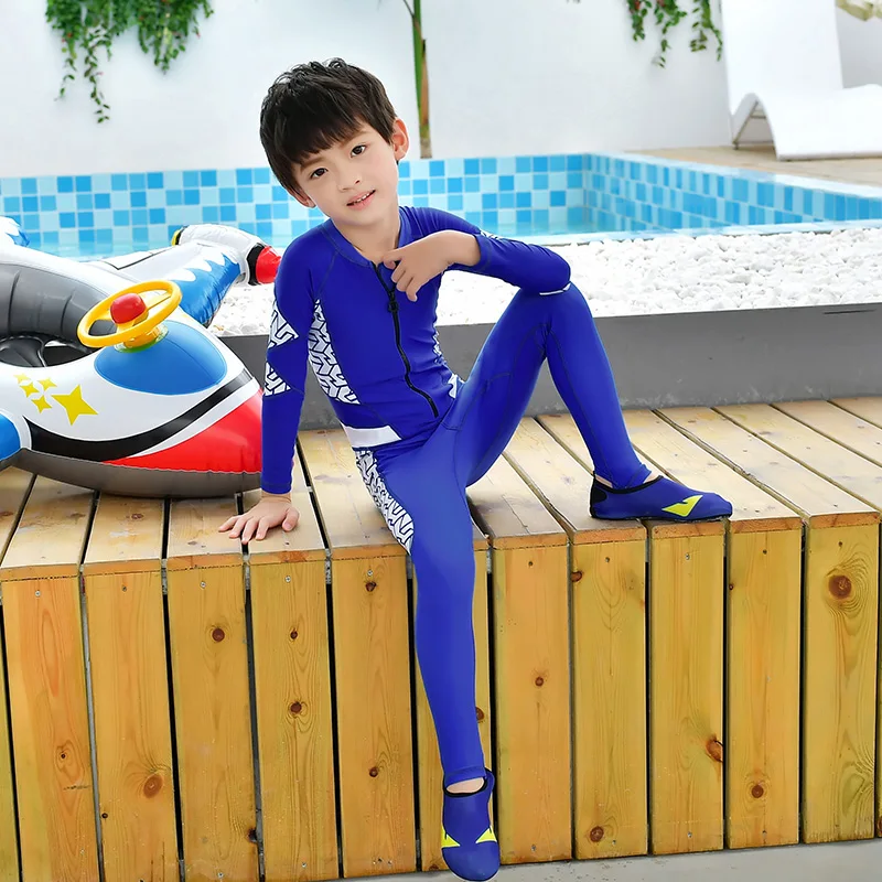 

Newest 2019 MEIYIER rash guard kids boys long sleeve Anti-UV summer winter swimsuit one piece surf swimwear front zipper