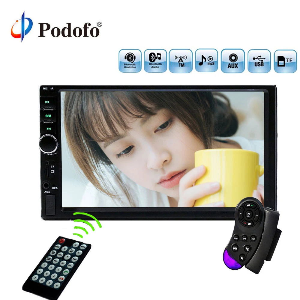 

Podofo 7018P Car Autoradio Stereo 2 Din 7" Touch Car Multimedia Player Bluetooth With Wheel Remote Control Support Rear Camera
