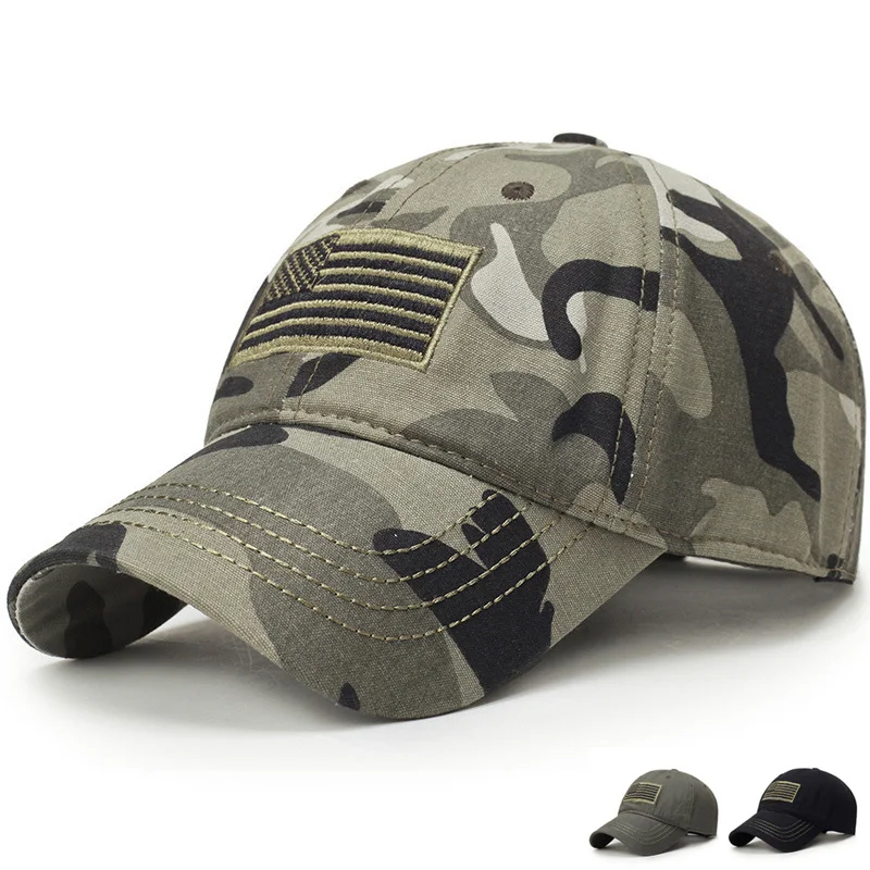 

USA Flag Camouflage Baseball Cap Army Embroidery Cotton 100% Tactical Snapback Hat Summer Sports Trucker Caps Dad Hats