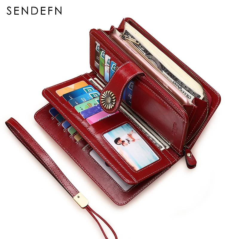 Sendefn Ultrathin Genuine Leather Wallet Female Short Wallet Women Card Holder Lady Coin Pocket Purse