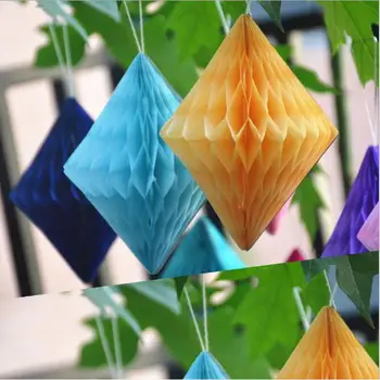 

20 pcs /lot Decorative Tissue Paper Diamond-shaped Honeycomb Balls 6" 10" Pastel Birthday Baby Shower Wedding Holiday Party Dec