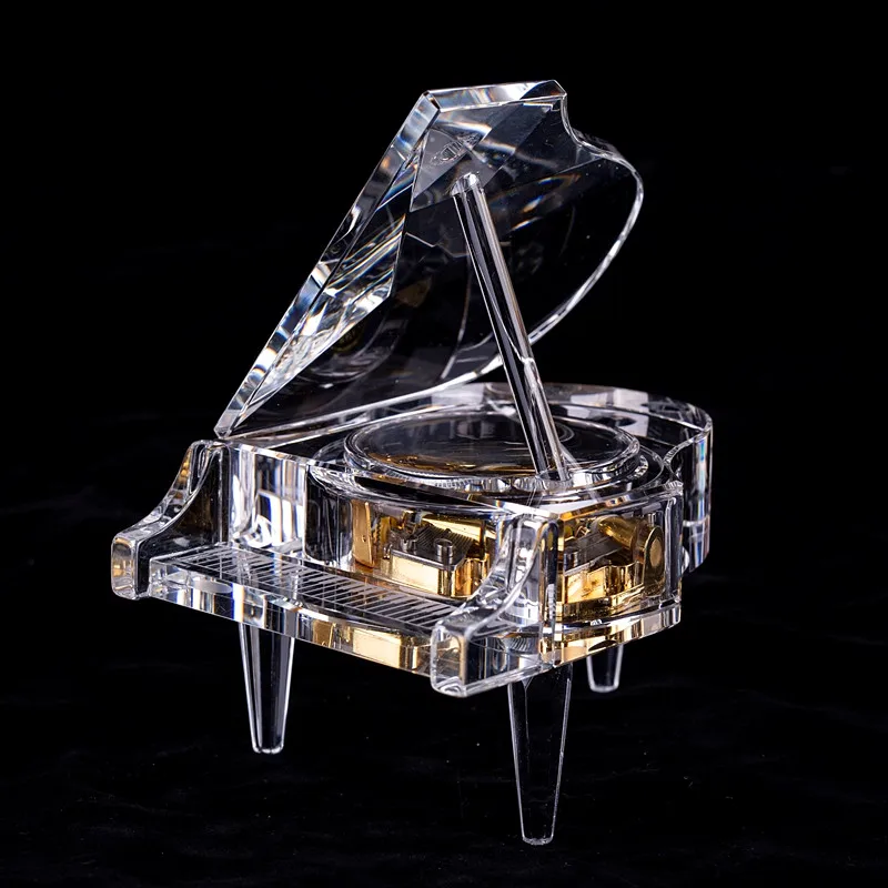 K9 Crystal Piano Music Box Eight Music Box Customize Frame Clockwork Romantic Creative Figurines Crafts Ornaments Birthday Gift