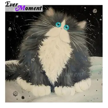 

Ever Moment Diamond Painting Picture Of Rhinestone Cat Blue Eyes Household Mosaic Diamond Embroidery Decoration Home S2F1900