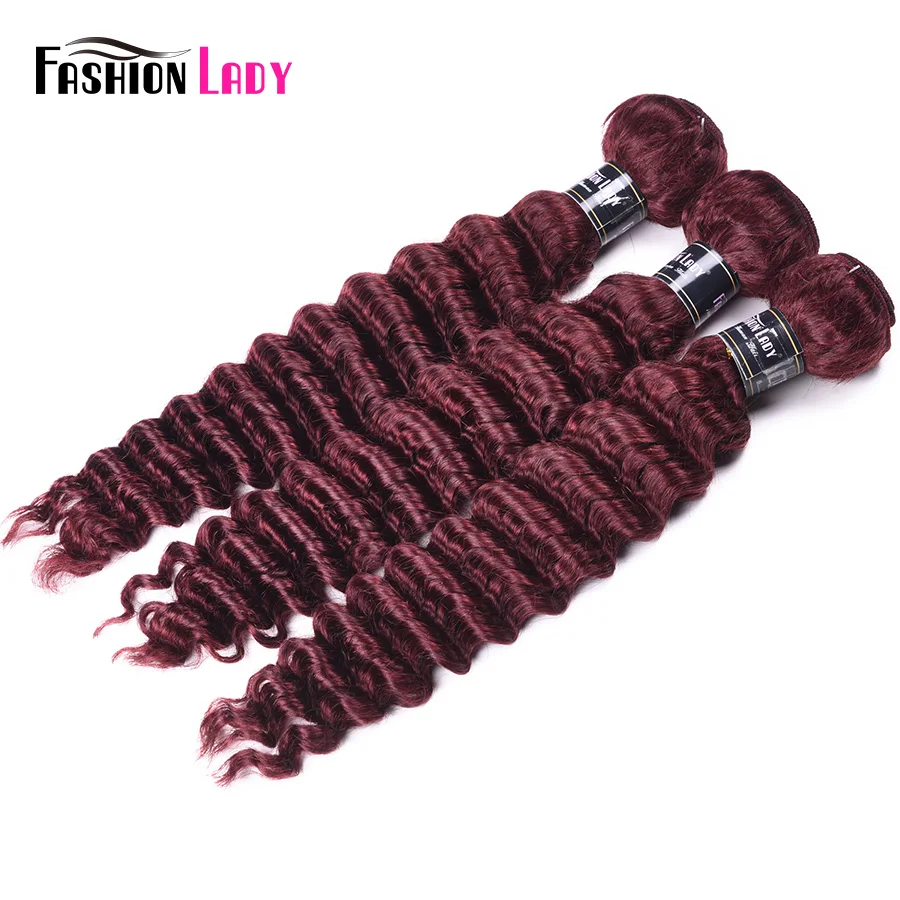 Deep Wave Red Wine Human Hair Bundles 99j# Brazilian Hair Bundles 1 Piece Non-Remy Extensions Human