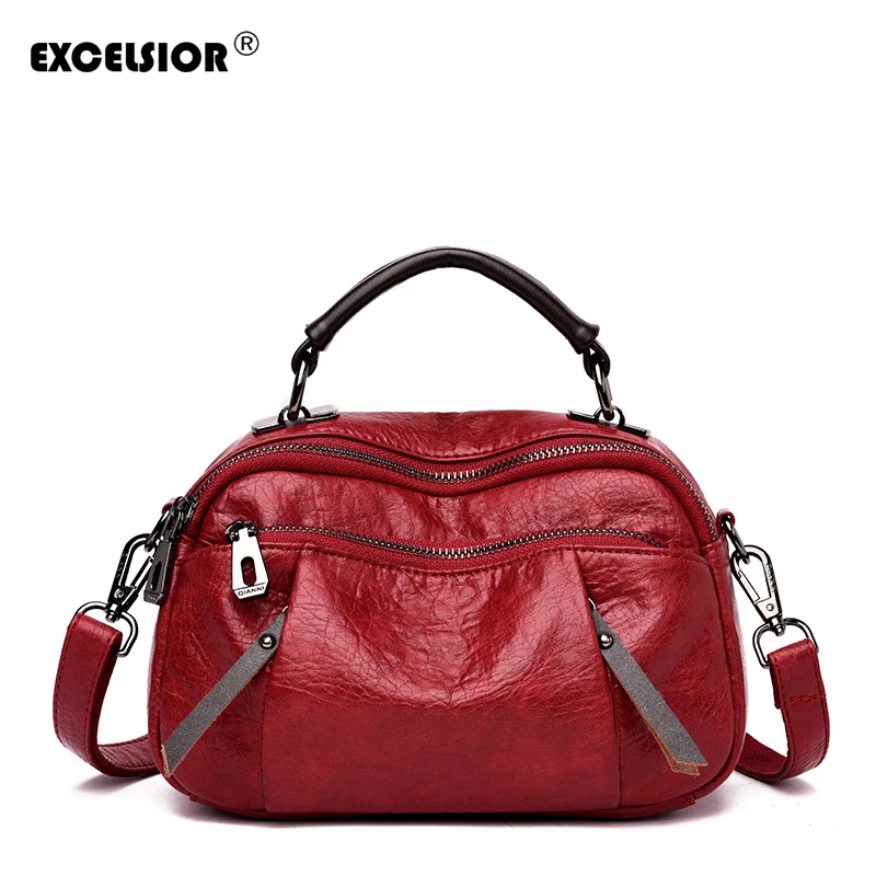 

EXCELSIOR Hot Sale Women's Bags Pu Leather Handbag Solid Female Crossbody Bags New Fashion Shoulder Bag For Ladies Dropshipping