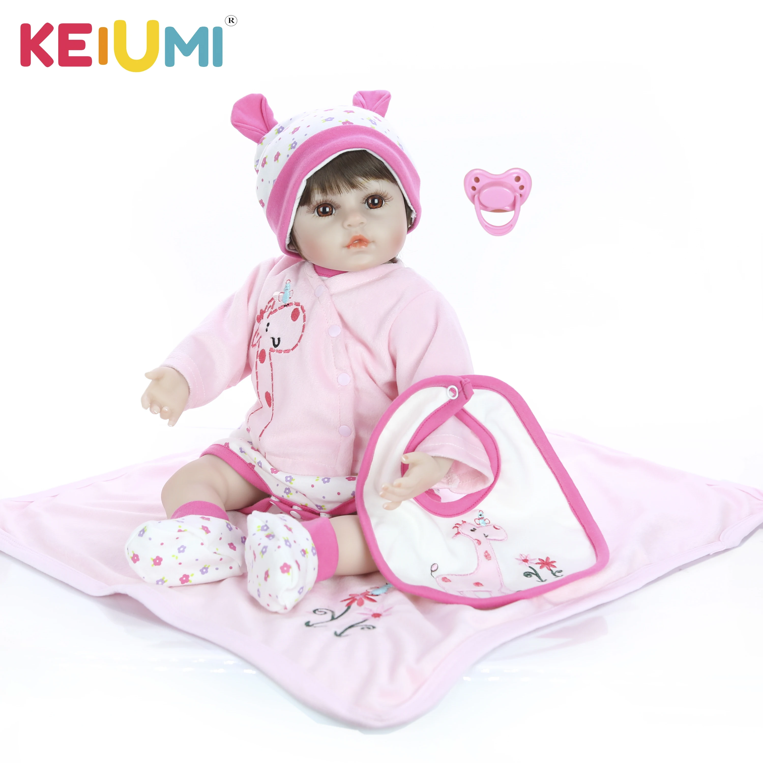 

KEIUMI 18" Reborn Menina Boneca 48 CM Lifelike Soft Silicone Reborn Baby Doll Pretty Realistic Toys For Children Gifts