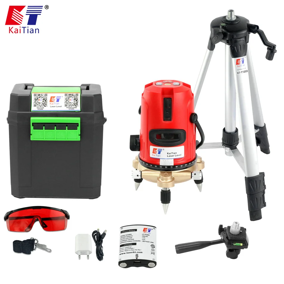 

Kaitian Laser Level 5 Lines Nivel Laser Tripod for Level 360 Rotary Bracket Vertical Horizontal Lasers Lines Construction Tools