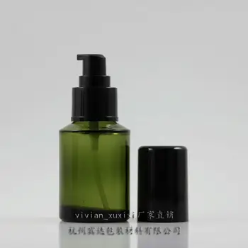

60ml olive green Glass lotion bottle with black plastic lotion pump,cosmetic packing,cosmetic bottle,packing for liquid