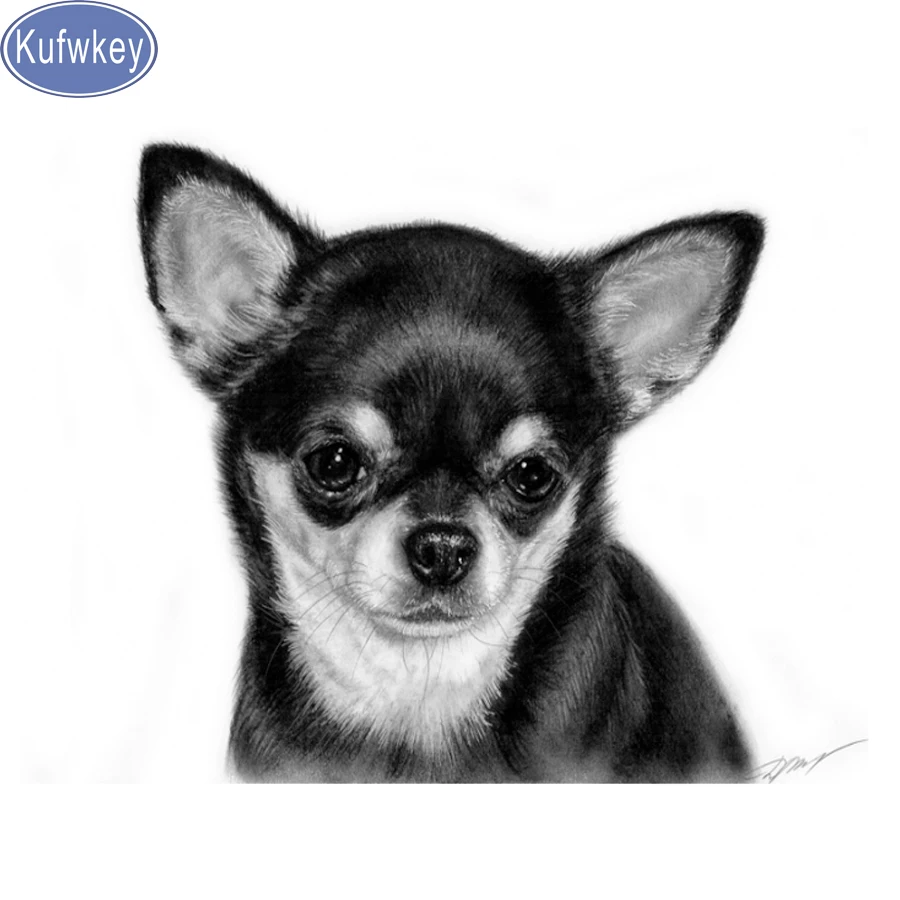 Chihuahua Anjing Diamond Bordir Cross Stitch Lukisan Berlian