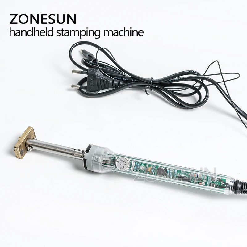 Ручной паяльник ZONESUN 220 В/60 Вт машина для горячего тиснения кожи с логотипом на