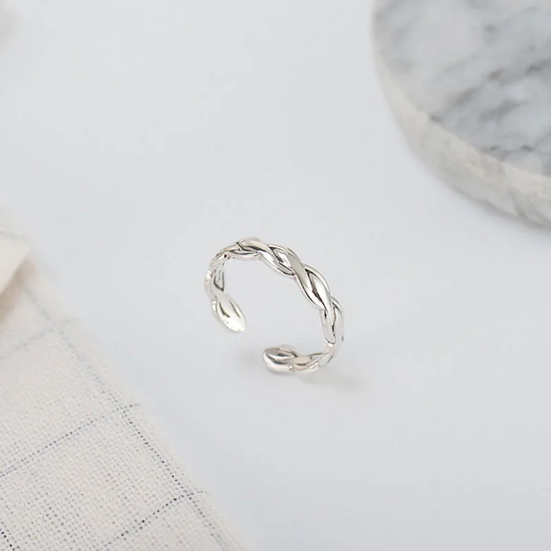 GULICX корейский стиль изменение размера кольца обручальные кольца 100% 925 стерлингового Серебряные кольца для Для женщин Уникальный витой