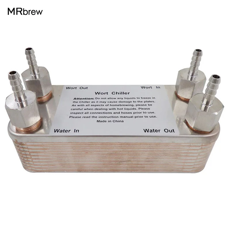 Homebrew Beer 20 Plates Wort Chiller,Plate Heat Exchanger,Stainless Steel 304, 1/2" NPT barb