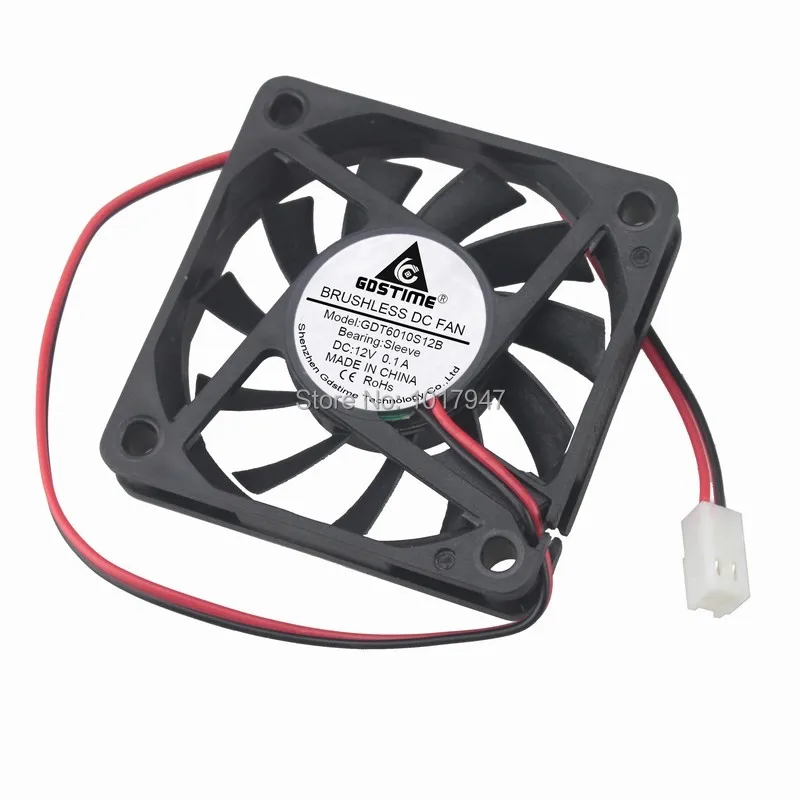 

5 Pieces LOT Gdstime DC 12V 2Pin 2510 Connector 6010 60x60x10mm 6cm 60mm PC Case Cooling Fan