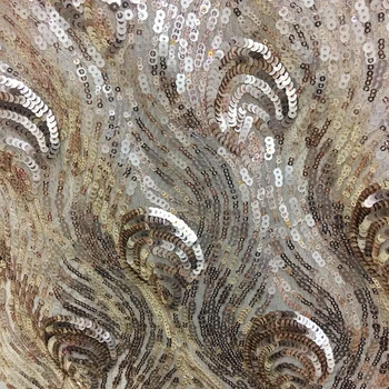 

LASUI New special 1 yard noble Gold sequins embroidery mesh lace fabric diy for Latin Dance/evening Dress fabric W0061