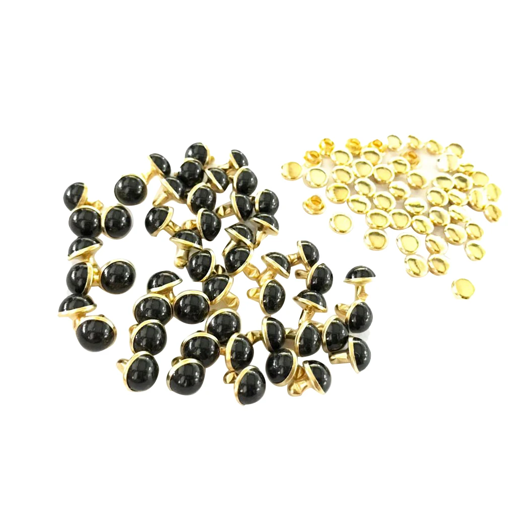 50 Sets Mushroom Dome Rivets Studs Buttons for Leather Belt Bag Shoes Leathercraft 7.5MM	