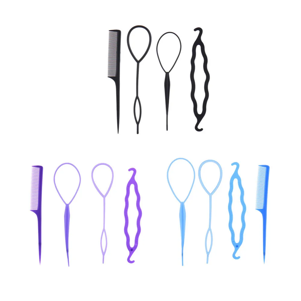 4 Pcs/set Black Plastic DIY Styling Tools Pull Hair Clips Hairpins Comb Hair Bun Maker Twist Hair Accessories Drop Shipping 4 Pcs/set Black Plastic DIY Styling Tools Pull Hair Clips Hairpins Comb Hair Bun Maker Twist Hair Accessories Drop Shipping