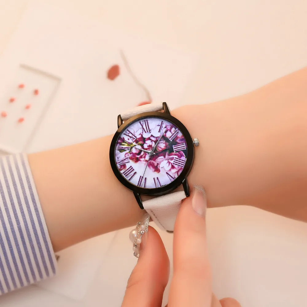 

2019 Hot Sale Women's Fashion Simple Design Casual Style High Quality PU Leather Strap Analog Quartz Round Watch Valentine #15