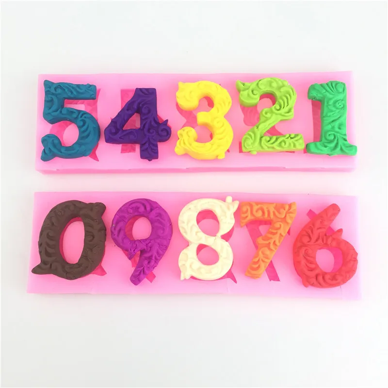 

3D Number 0-9 Silicone Cake Mold Number Shape Lollipop Mold with Lollipop Hole Fondant Cake Decorating Tool