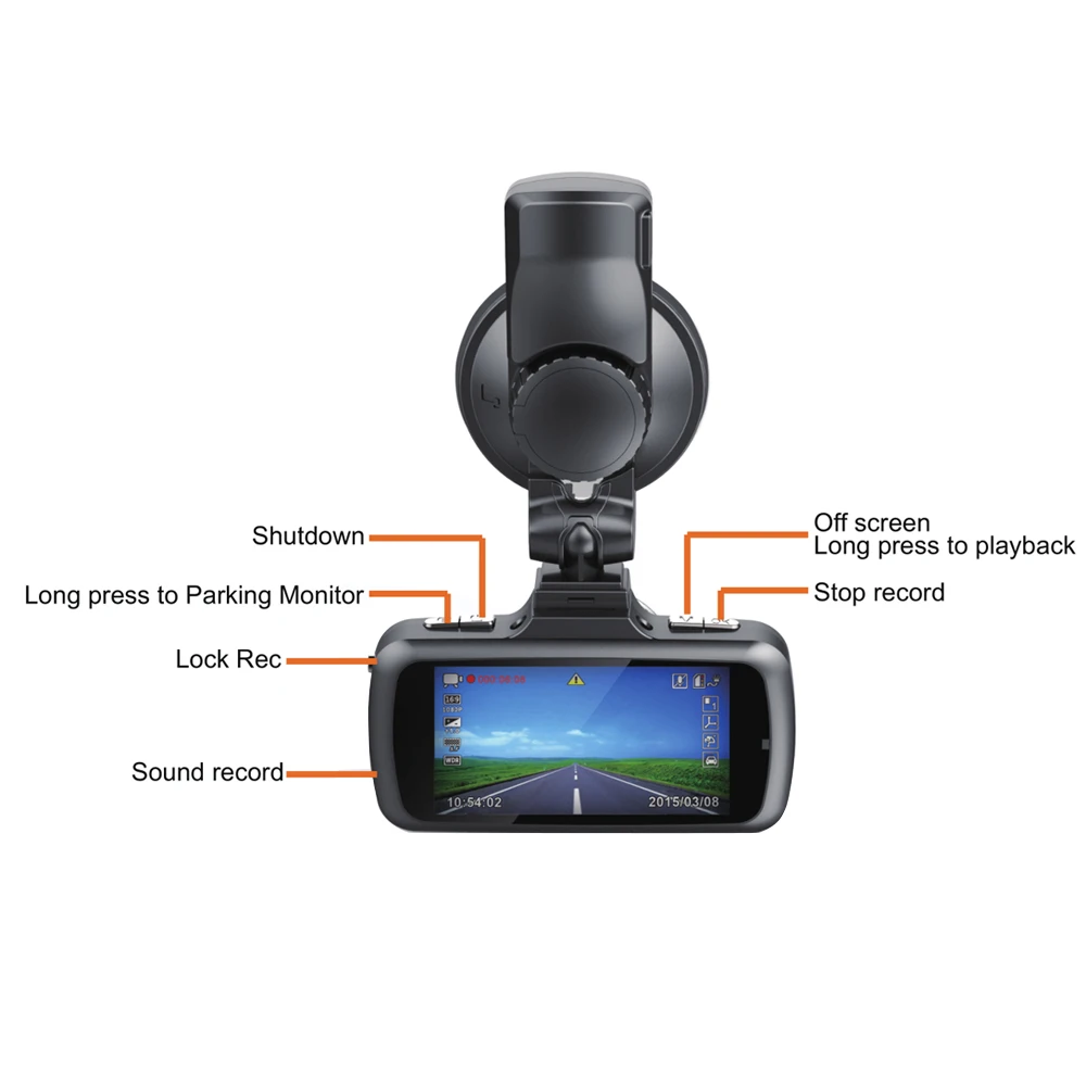 Junsun A799 Car DVR Camera GPS 2 in 1 Ambarella A7LA50 with Speedcam Super Full HD 1296P Dash Cam Video Recorder Blackbox