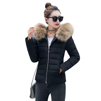 

Winter Women Faux Fur Hooded Coat Thick Warm Slim Jacket Short Style Coat Outwear