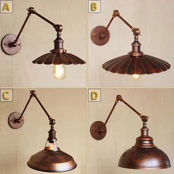 

Loft Style Wall Sconces E27 Lamp Long Arm Ajustable Rustic Retro Vintage Loft Industrial Wall Light Bedroom Bar Home Fixture