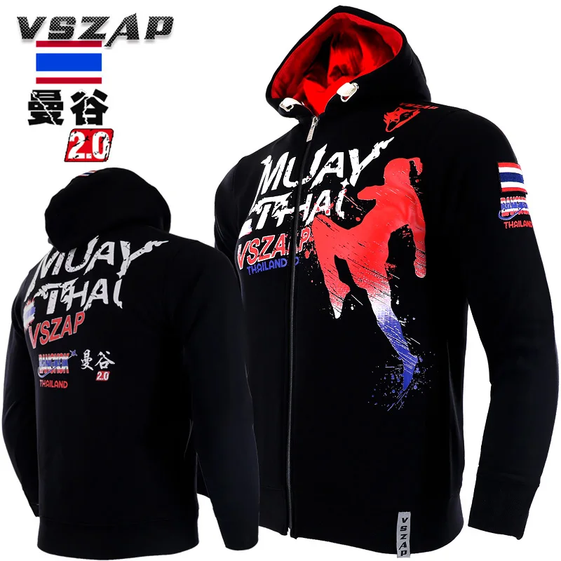 

VSZAP MUAY THAI Fight Fitness Long Sleeve Plus Velvet Hooded Sweatshirts MMA