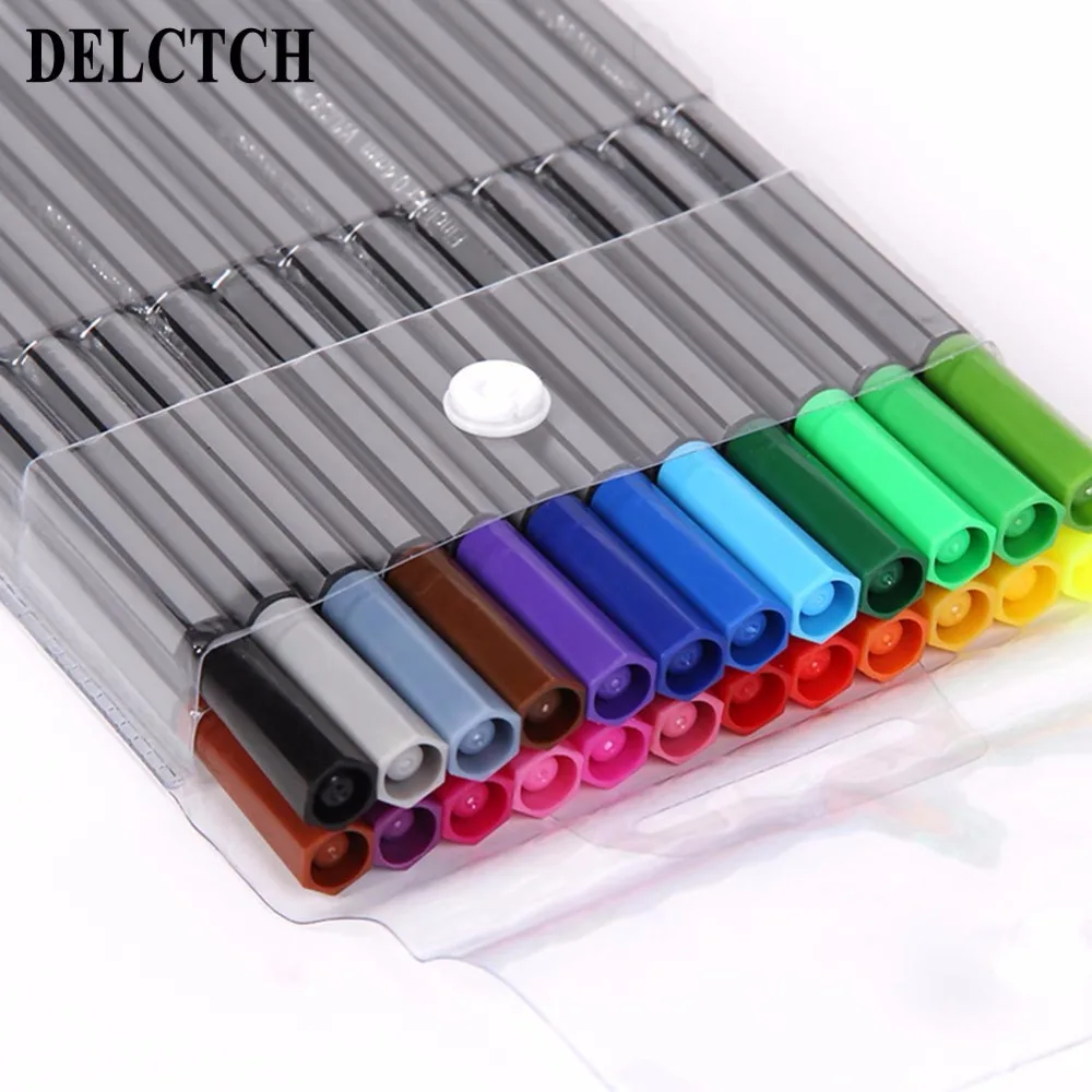Delvitch 24 цвета/набор, водостойкая ручка, художественная ручка, Fineliner, рисование, живопись, канцелярские принадлежности для школьников, принадлежности, подарок