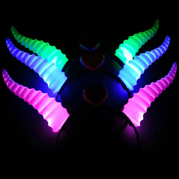 

10pcs/lot LED Goral Horn Party Glowing Headband Costumes Kids Birthday Wedding Festival Supplies Flashing Hairband Decors