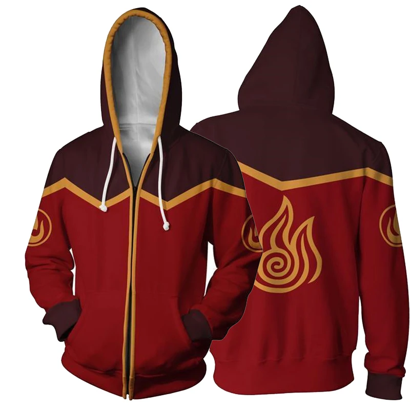 

Avatar: Last Airbender Costumes Hoodies 3D Printing Cosplay Zipper Men Women Fashion Flame Sweatshirts Spring Autumn Jackets
